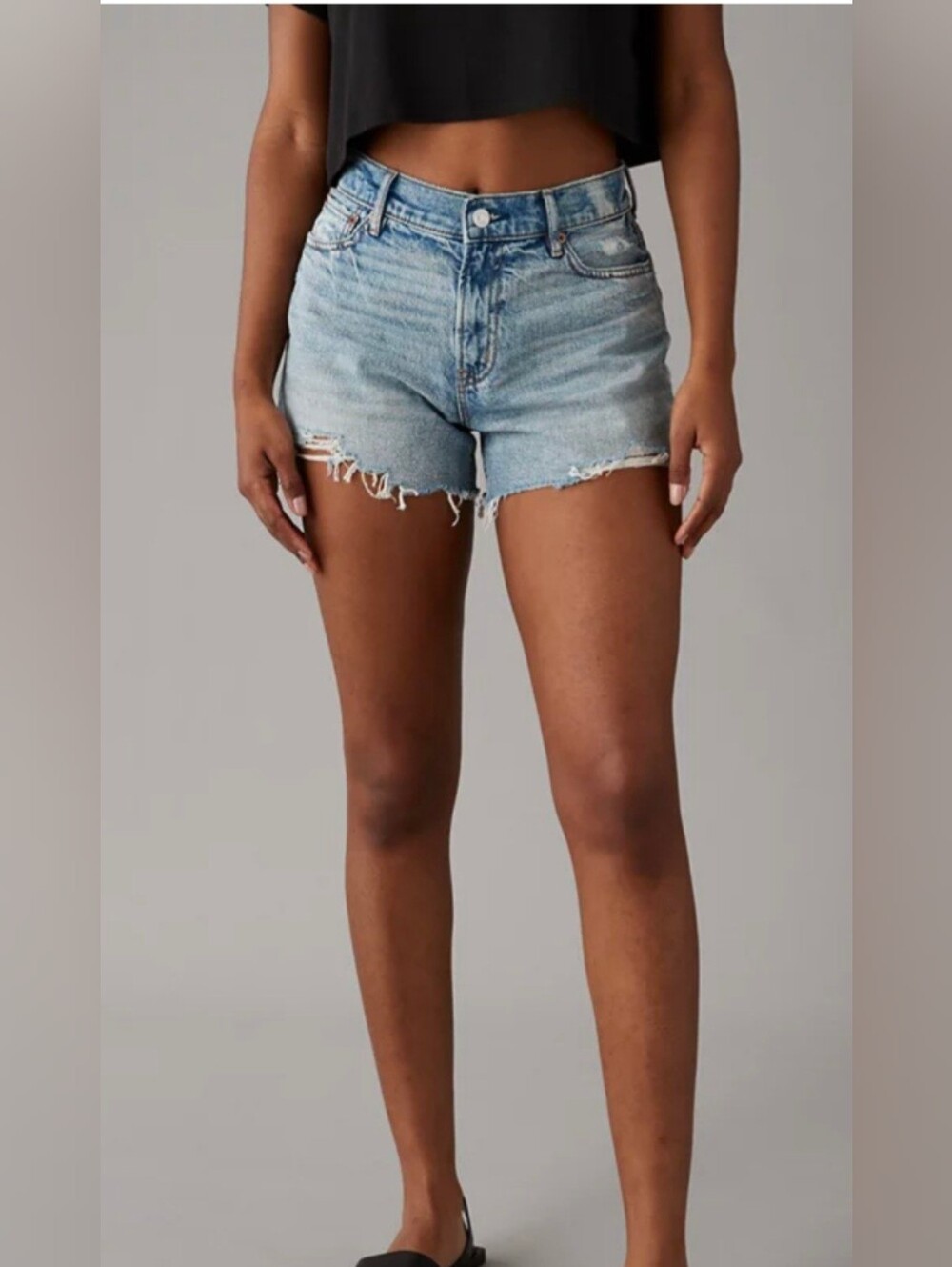 American Eagle Outfitters Light Blue High-Rise Denim Cutoff Shorts Relaxed 6